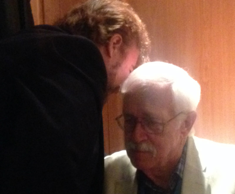 Sean David Morton, left, talking to Winston Shrout.